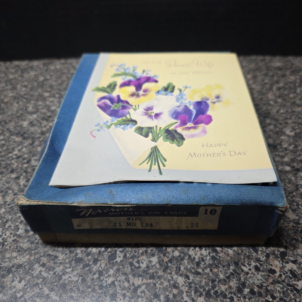 Vintage 1950s Norcross Mother's Day Wife Cards 25MD754 Lot Of 12 With Box
